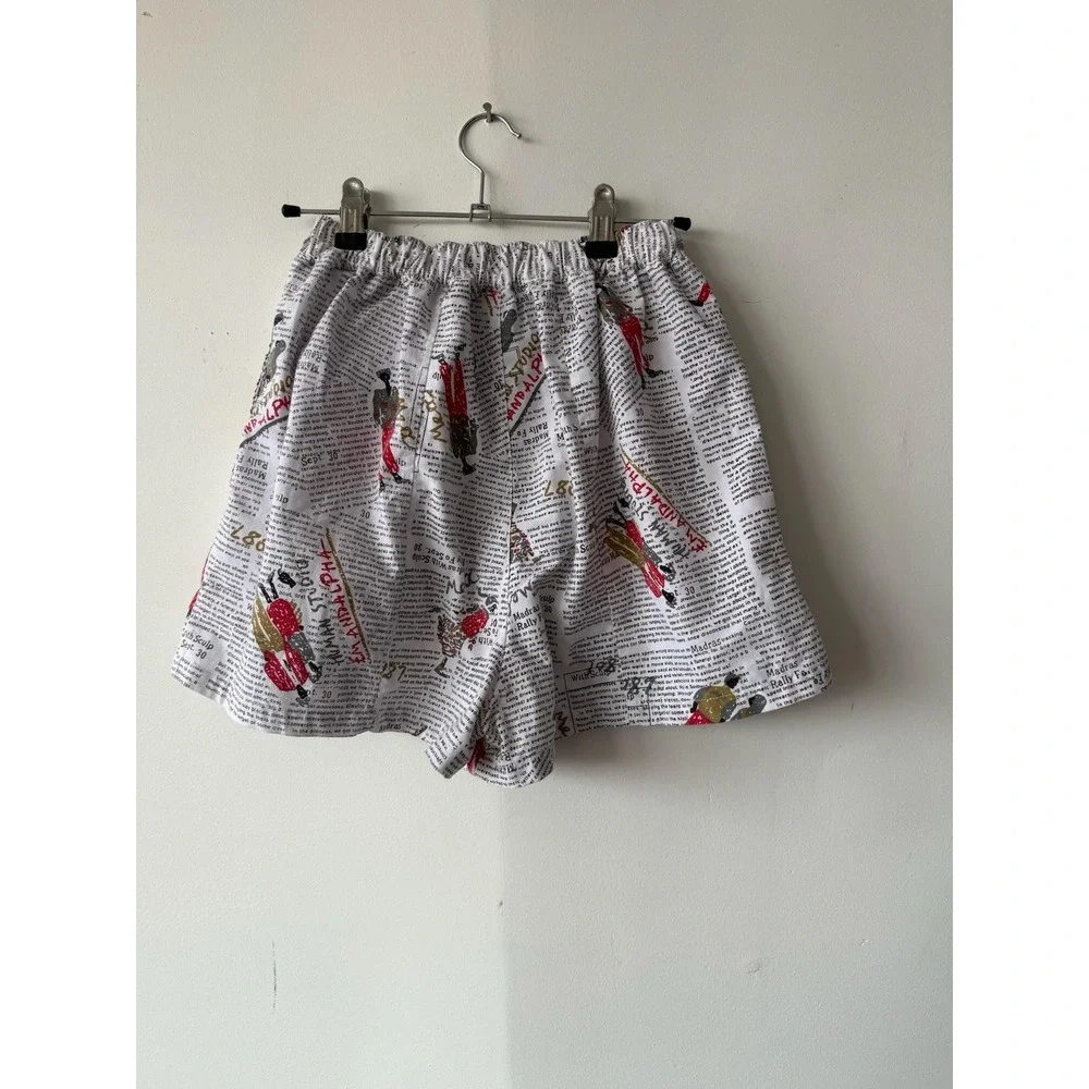 Vintage Sears‎ Shorts Mens Medium Novelty Print Newspaper Lounge Sleepwear 80s